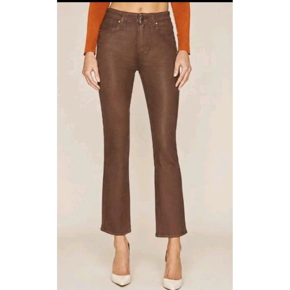 Paige Cindy Cognac Luxe Coating Cropped Brown Jeans Women's Denim Sz 32 NWT $239